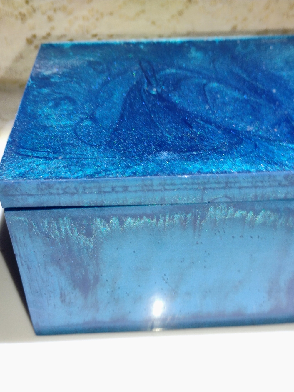 Iridescent Blue Decorative Trinket Box